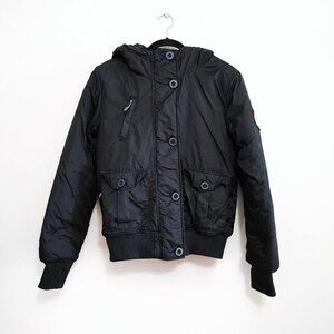 Bench  Women's Winter Hooded Coat Black Size Medium Button & Zip Up